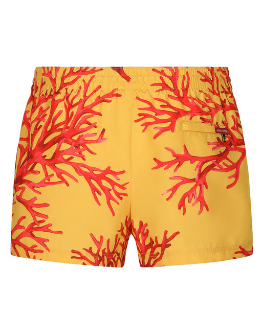 SHORT SWIM TRUNKS WITH CORAL PRINT
