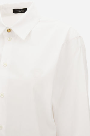 Informal Shirt In Poplin Cotton Fabric-Medusa Embroidery