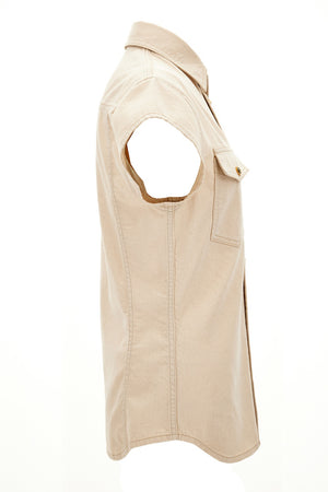 Shirt Denim In Lightweight Ecru Denim With Rinsed Stop
