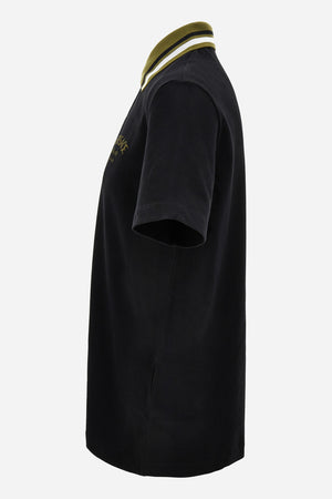 Polo In Cotton Piquet + Versace Milano Embroidery