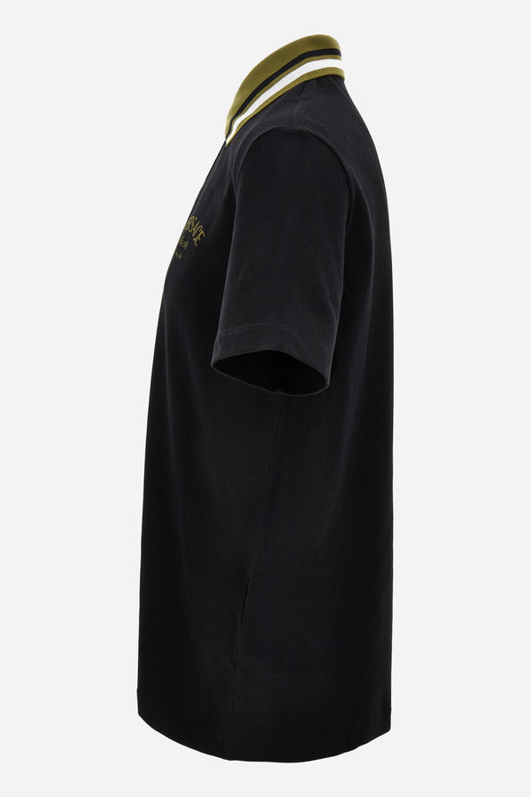 Polo In Cotton Piquet + Versace Milano Embroidery