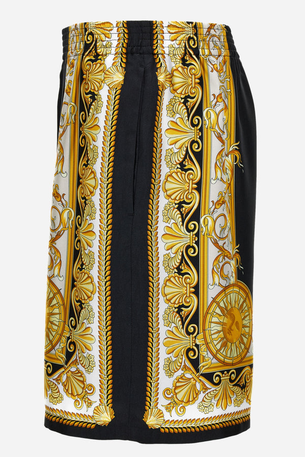 Shorts In Barocco Palm Print Silk Fabric
