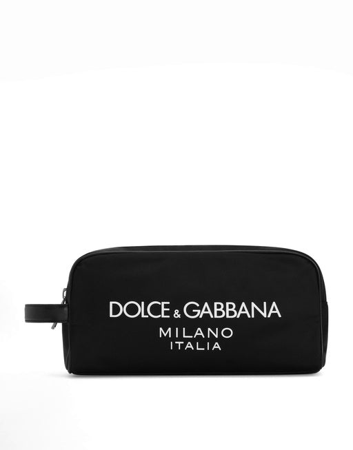 NYLON TOILETRY BAG WITH RUBBERIZED LOGO