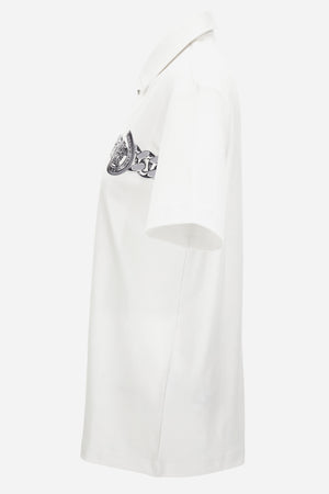 Polo In Cotton Jersey Fabric-Medusa Chain Print