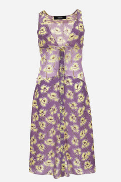 Dress In Poppies On Stretch Silk Georgette