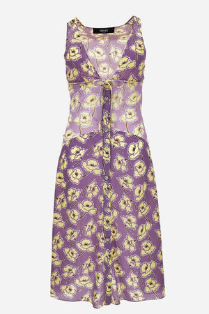 Dress In Poppies On Stretch Silk Georgette