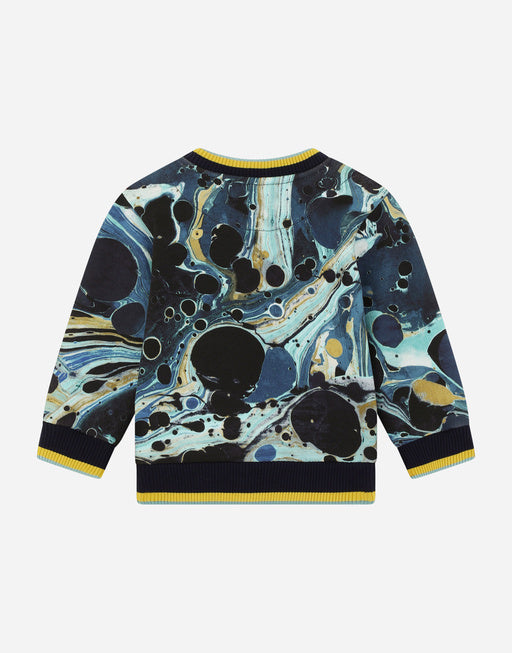 ROUND-NECK JERSEY SWEATSHIRT WITH MARBLED PRINT