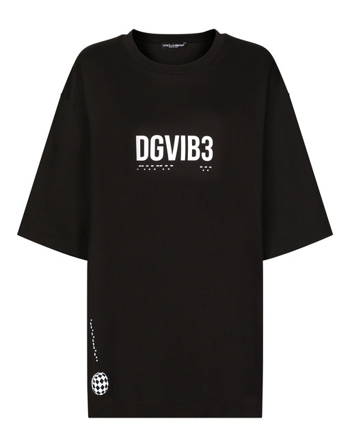 COTTON JERSEY T-SHIRT WITH DGVIB3 PRINT