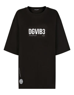 COTTON JERSEY T-SHIRT WITH DGVIB3 PRINT