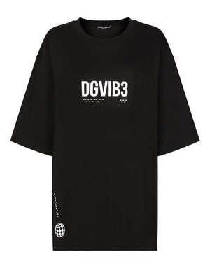 COTTON JERSEY T-SHIRT WITH DGVIB3 PRINT