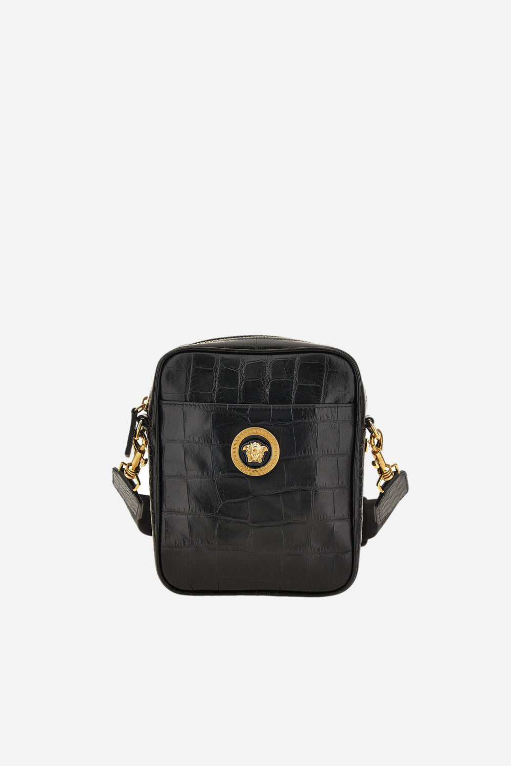 Icon Messenger In Embossed Croc Calf Leather