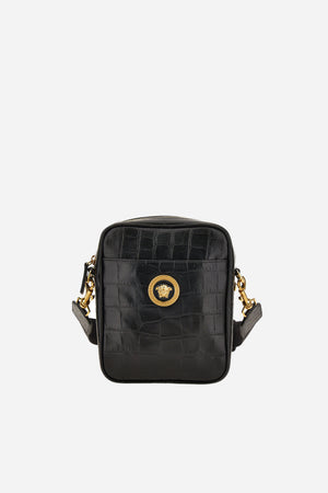 Icon Messenger In Embossed Croc Calf Leather