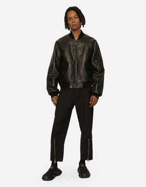 FAUX LEATHER JACKET WITH BRANDED TAG