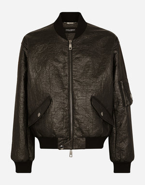 FAUX LEATHER JACKET WITH BRANDED TAG