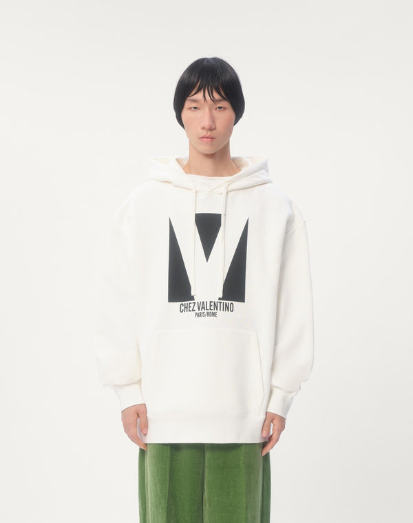 Felpa In Cotone Con Cappuccio E Stampa Chez Valentino