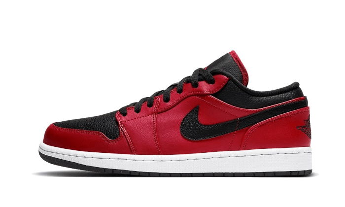 Air Jordan 1 Low Reverse Bred Pebbled Swoosh - 553558-605