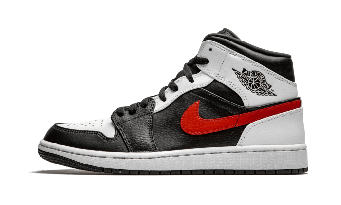 Air Jordan 1 Mid Black Chile Red White 