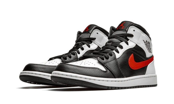 Air Jordan 1 Mid Black Chile Red White 