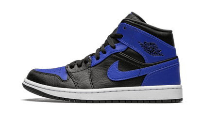 Air Jordan 1 Mid Black Royal Tumbled Leather 