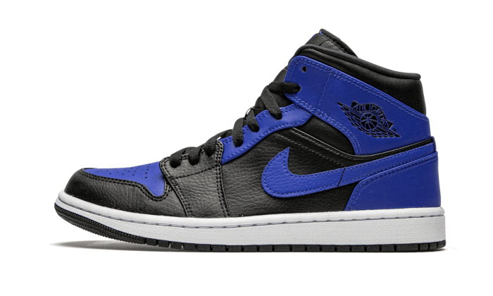 Air Jordan 1 Mid Black Royal Tumbled Leather 