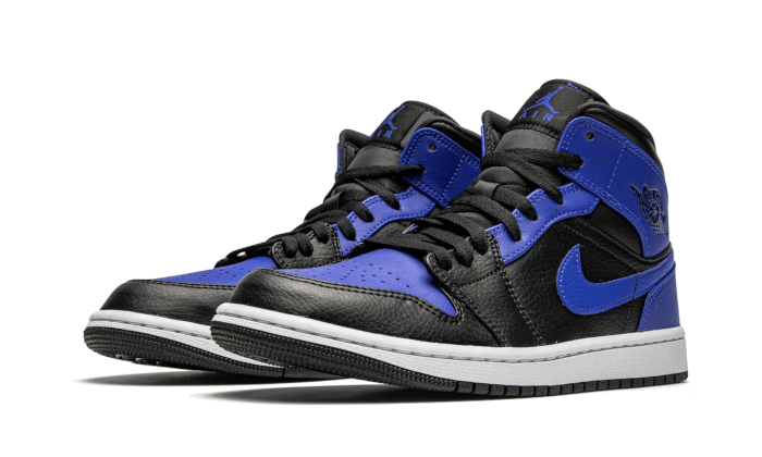 Air Jordan 1 Mid Black Royal Tumbled Leather 