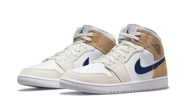 Air Jordan 1 Mid Tan Suede Navy - DO6726-100