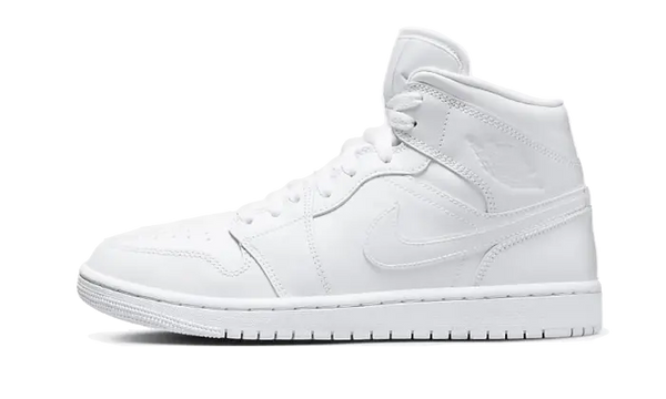 Air Jordan 1 Mid Triple White Patent Swoosh