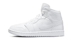 Air Jordan 1 Mid Triple White Patent Swoosh