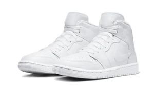 Air Jordan 1 Mid Triple White Patent Swoosh