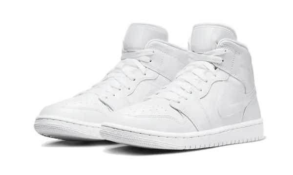 Air Jordan 1 Mid Triple White Patent Swoosh