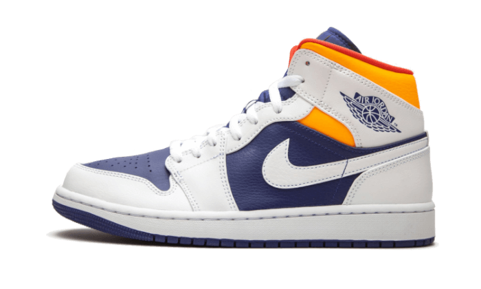 Air Jordan 1 Mid White Laser Orange Deep Royal Blue - 554725-131