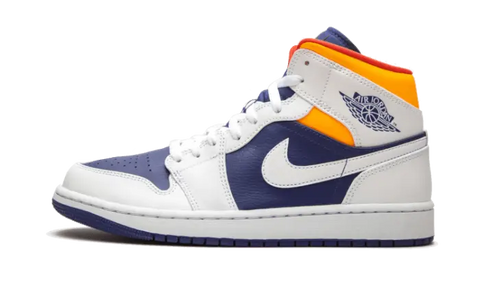 Air Jordan 1 Mid White Laser Orange Deep Royal Blue