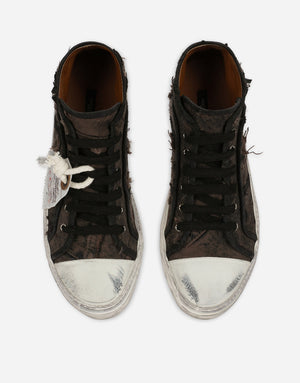 PATCHWORK DENIM VINTAGE MID-TOP SNEAKERS