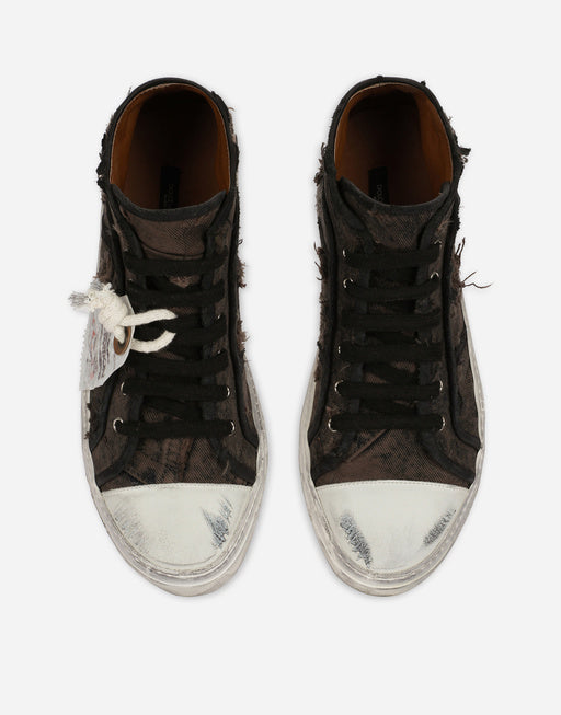 PATCHWORK DENIM VINTAGE MID-TOP SNEAKERS
