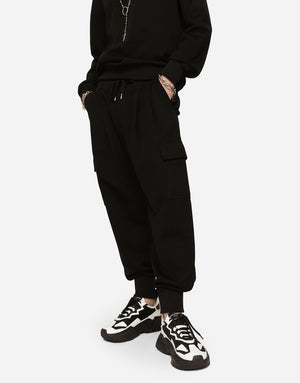 JERSEY CARGO PANTS WITH EMBOSSED LOGO