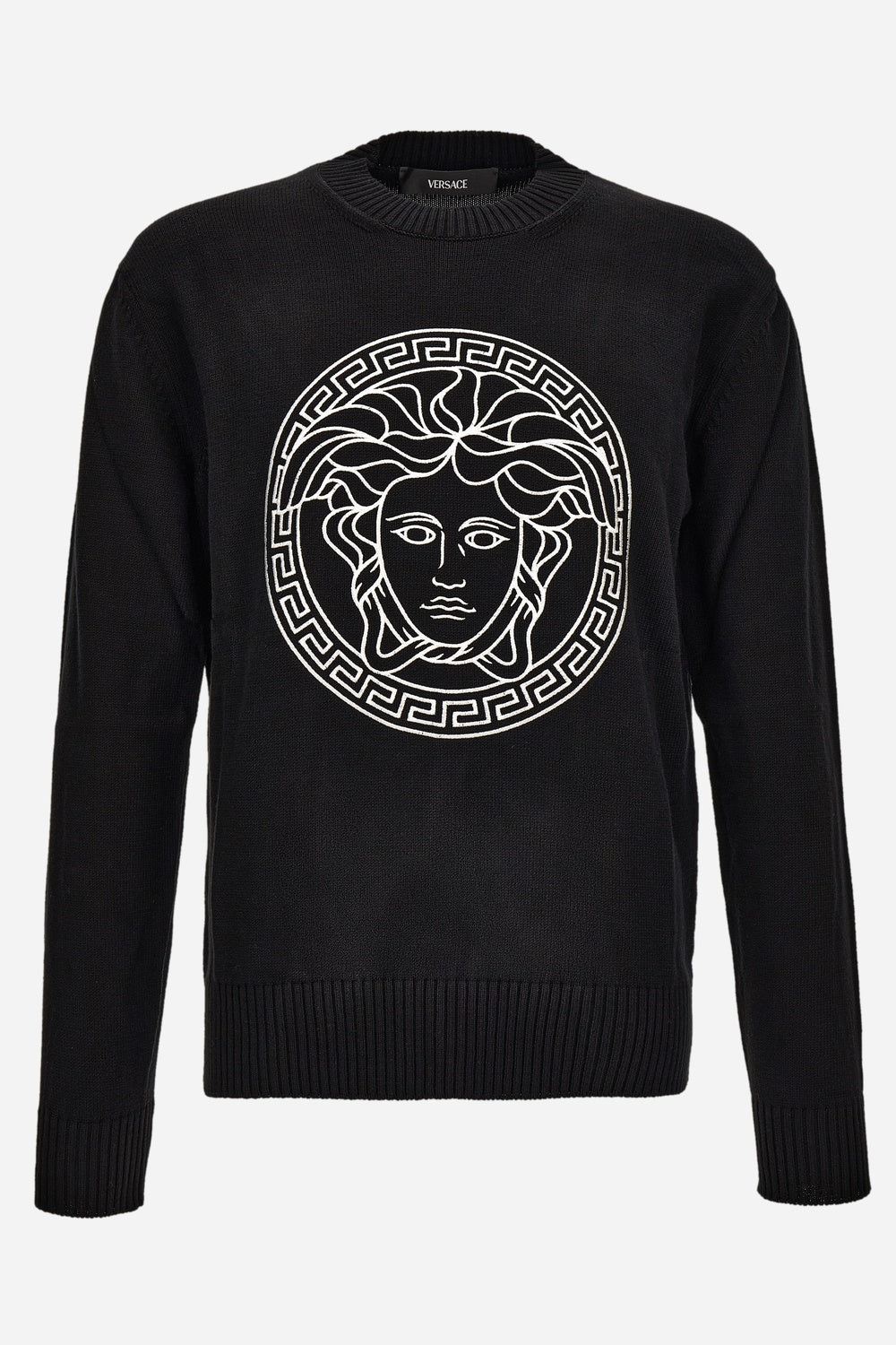 Knit Sweater In Unbrushed Fleece Fabric-Medusa Print-Versace