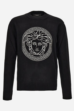 Knit Sweater In Unbrushed Fleece Fabric-Medusa Print-Versace