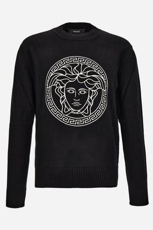 Knit Sweater In Unbrushed Fleece Fabric-Medusa Print-Versace