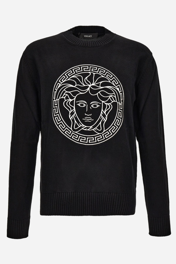 Knit Sweater In Unbrushed Fleece Fabric-Medusa Print-Versace