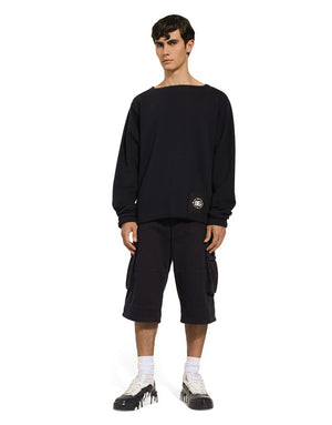 BOAT-NECK SWEATSHIRT WITH MARINA PRINT
