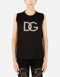 INTERLOCK TANK TOP WITH CRYSTAL DG EMBELLISHMENT