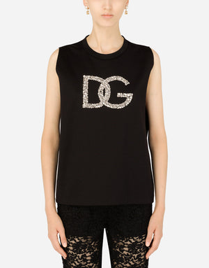 INTERLOCK TANK TOP WITH CRYSTAL DG EMBELLISHMENT