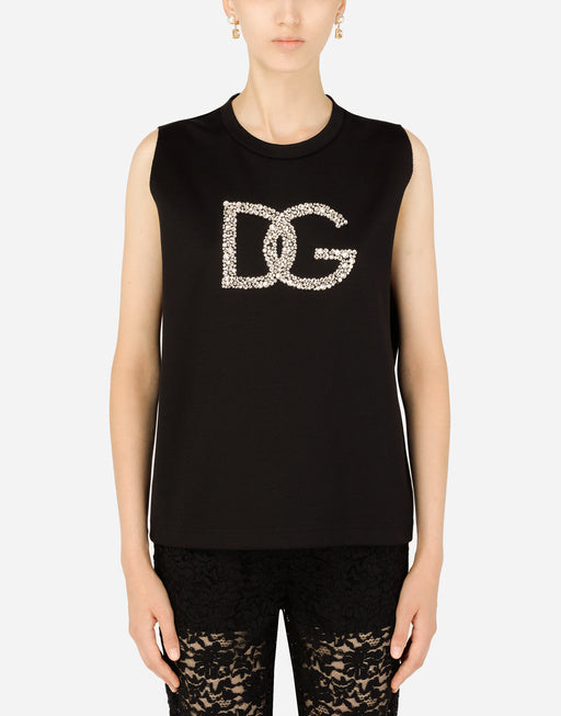 INTERLOCK TANK TOP WITH CRYSTAL DG EMBELLISHMENT