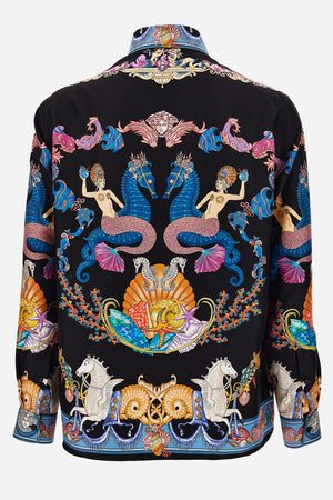 Informal Shirt In Silk Twill  Coral Theatre Print