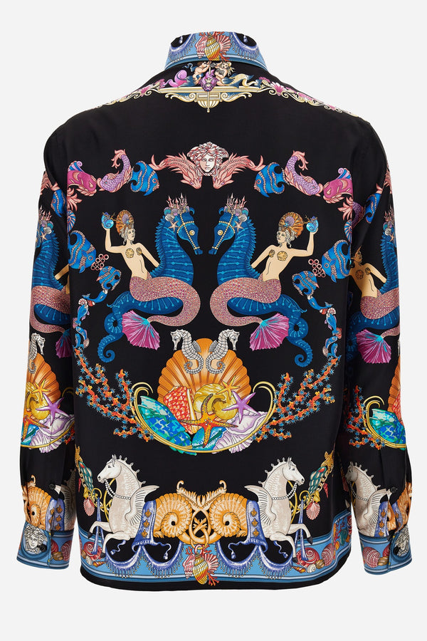 Informal Shirt In Silk Twill  Coral Theatre Print