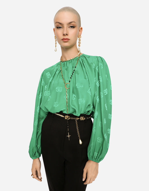 SILK BLOUSE WITH ALL-OVER DG LOGO
