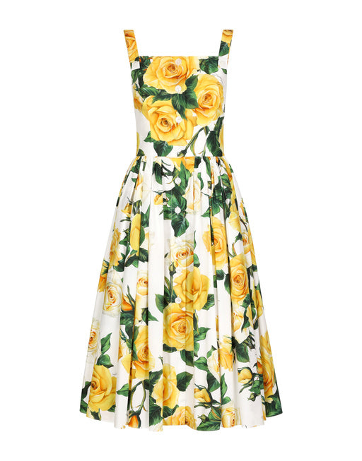 COTTON SUNDRESS WITH YELLOW ROSE PRINT