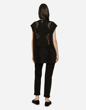 JERSEY T-SHIRT WITH LACE INSERTS