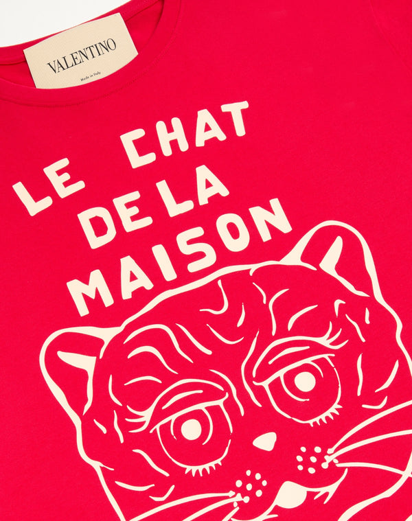 T-Shirt In Cotone Con Stampa Le Chat De La Maison