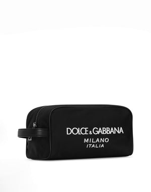 NYLON TOILETRY BAG WITH RUBBERIZED LOGO